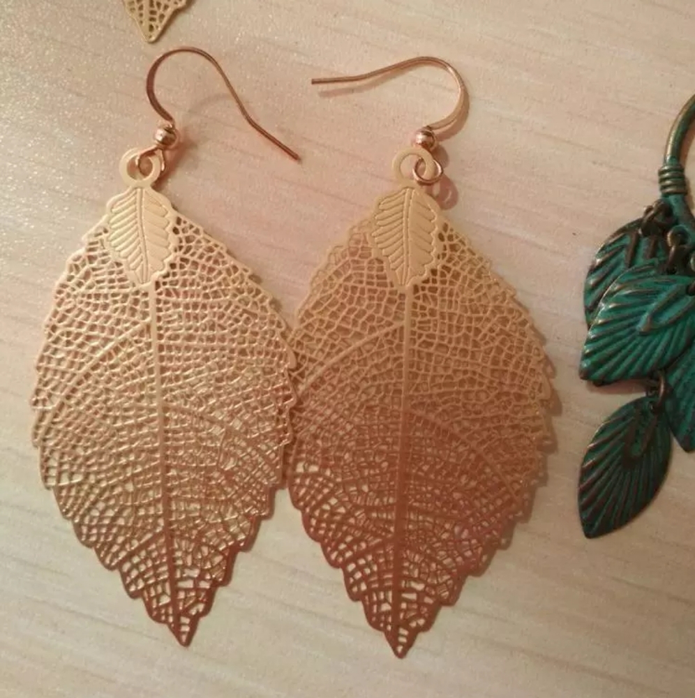 3 Pair Set Filigree Leaf Waterdrop Dangle Earring - Picture 15 of 16